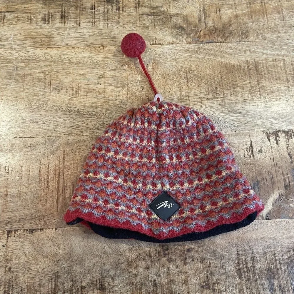 Merkley Knit Hat vtg Ski Cap Mt. Bachelor Beanie retro Aztec Wool fleece toddler